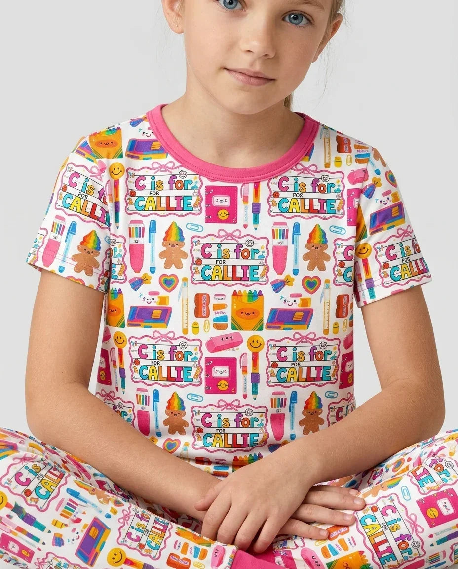 Zweiteiliges, kurzärmliges Pyjama-Set mit Marienkäfern