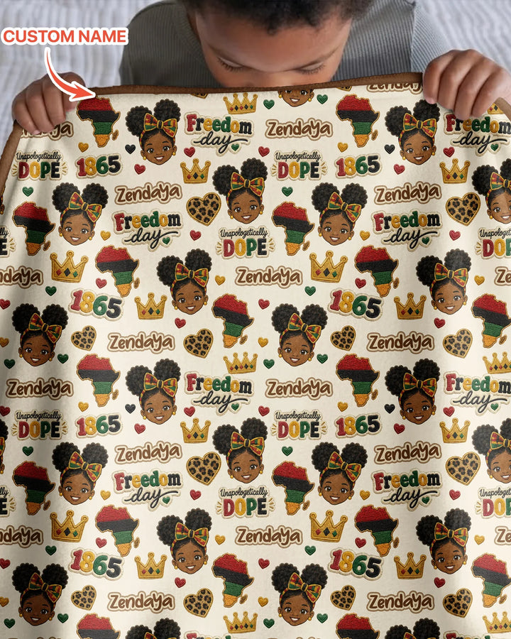 Custom Name Juneteenth Unapologetically Dope Bamboo Blanket