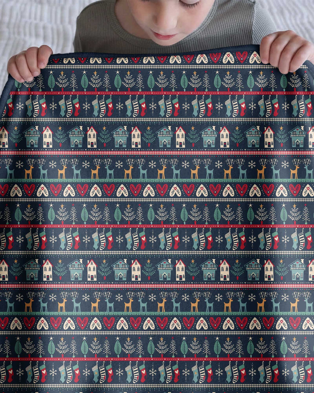 Vintage Nordic Christmas Bamboo Blanket