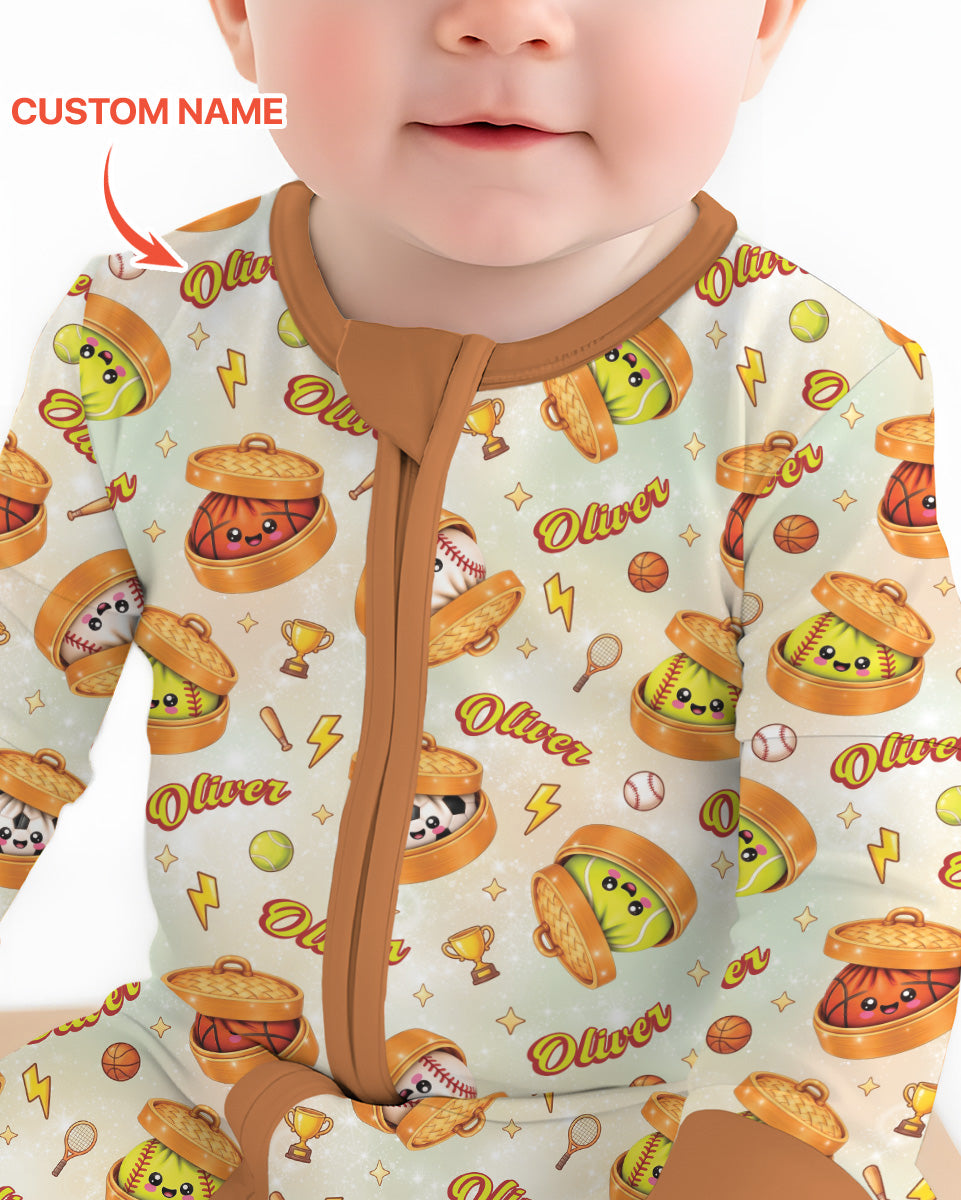 Custom Name Sports Dumpling Bamboo Convertible Zippy