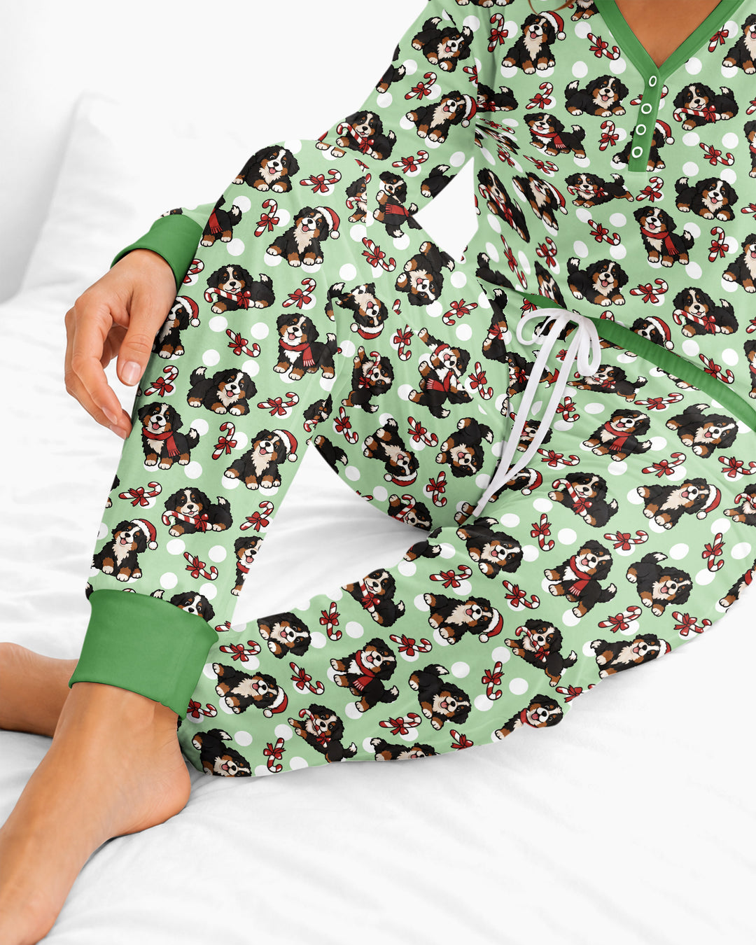 Holiday Bernese Mountain Christmas Dog Bamboo Women Pajama Set