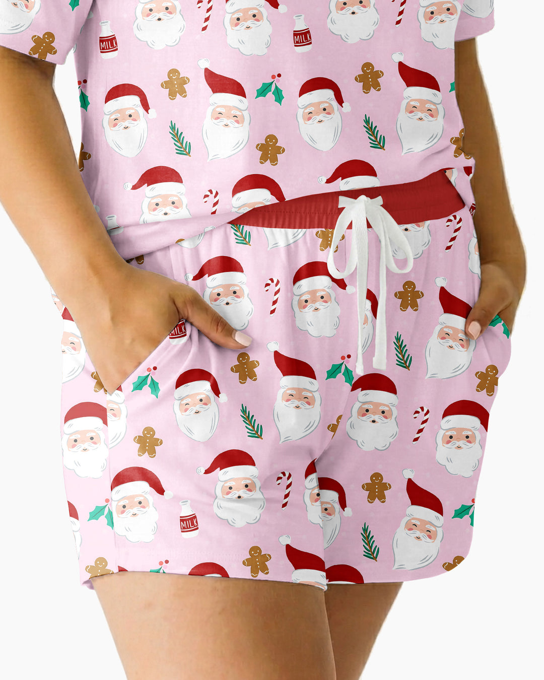 Christmas Sweet Santa Bamboo Women Short Sleeve Short Pajama Set