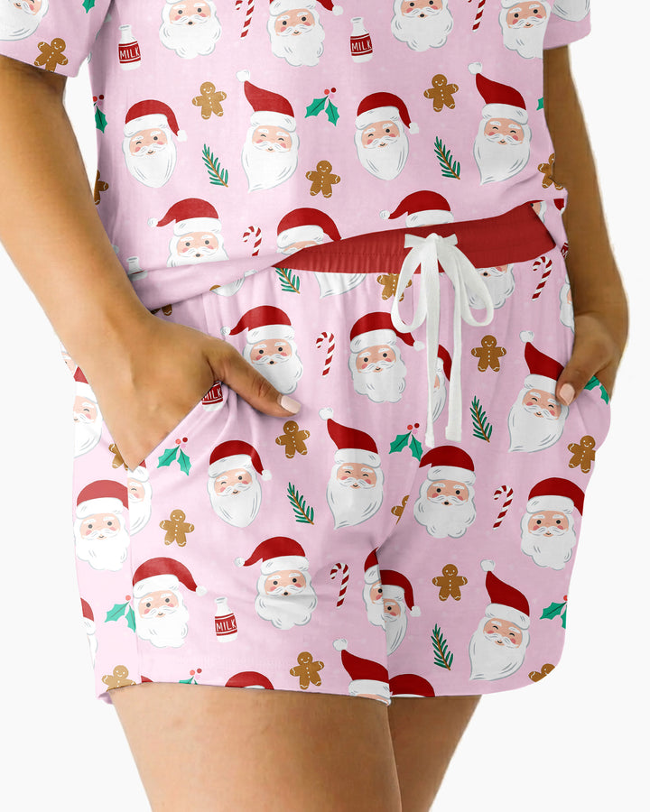 Christmas Sweet Santa Bamboo Women Short Sleeve Short Pajama Set