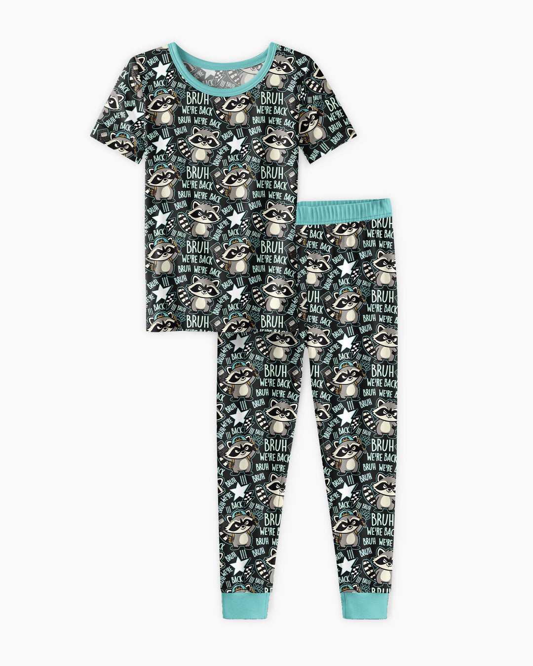 Bruh We're Back Raccoon Bamboo Two Piece Short Sleeve Pajama Set