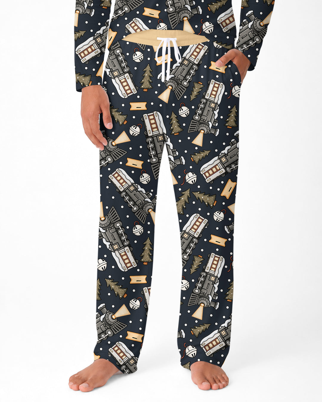 Custom Name Believe Kid Train  Bamboo Men's Pajama Set