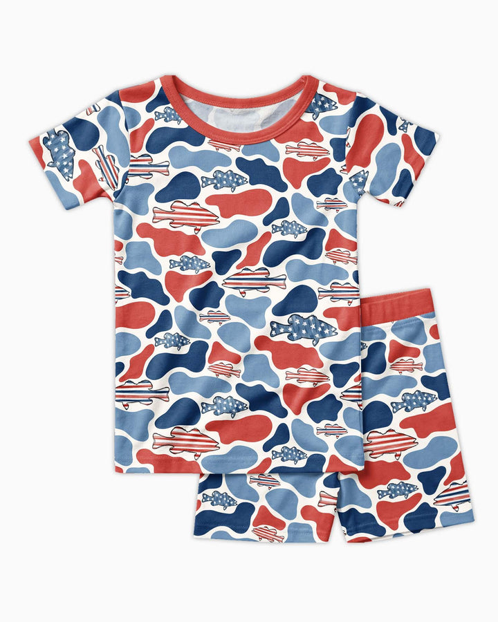 Template Zweiteiliges Pyjama-Set mit kurzen Ärmeln und Shorts