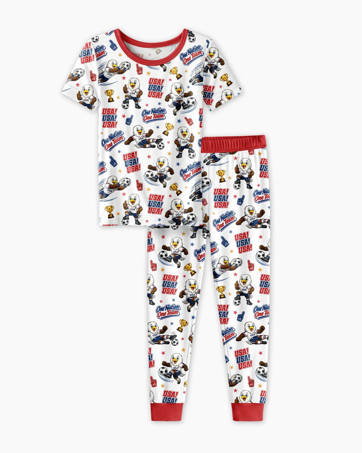 Soccer One Nation One Team Bamboo Two Piece Short Sleeve Pajama Set