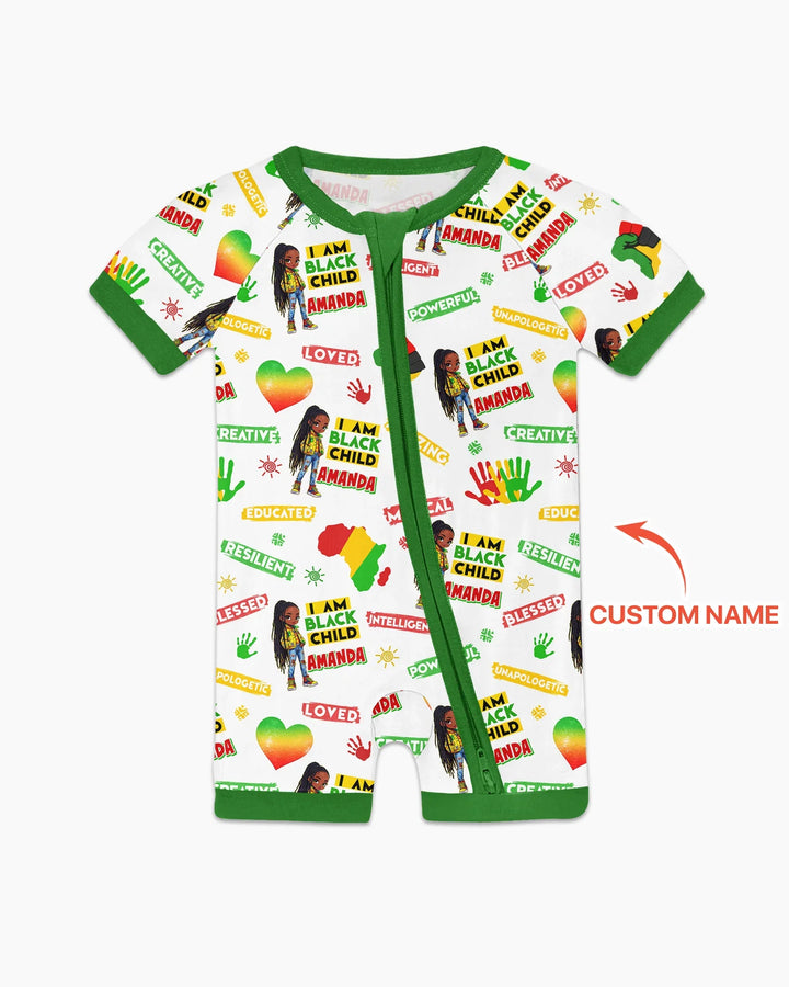 Custom Name I Am Black Child Magical Bamboo Shorty Zippy