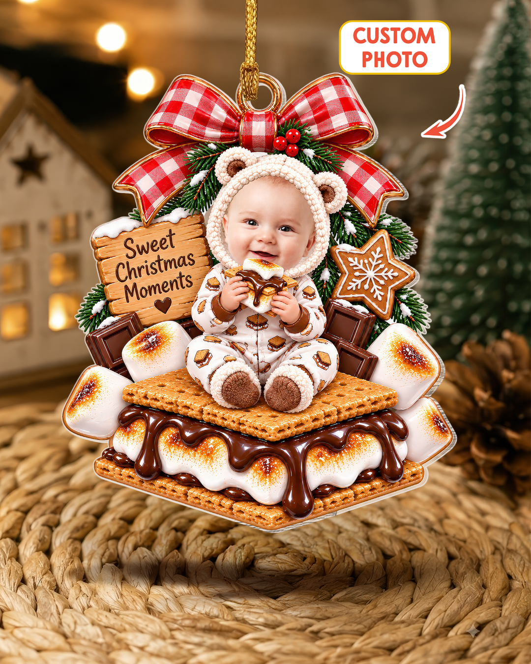 S’more Christmas Love Personalized 1-Side Photo Acrylic Ornament