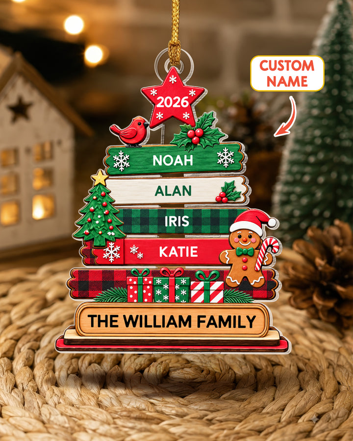 Custom Family Book Tree 1-Side Photo Acrylic Ornament
