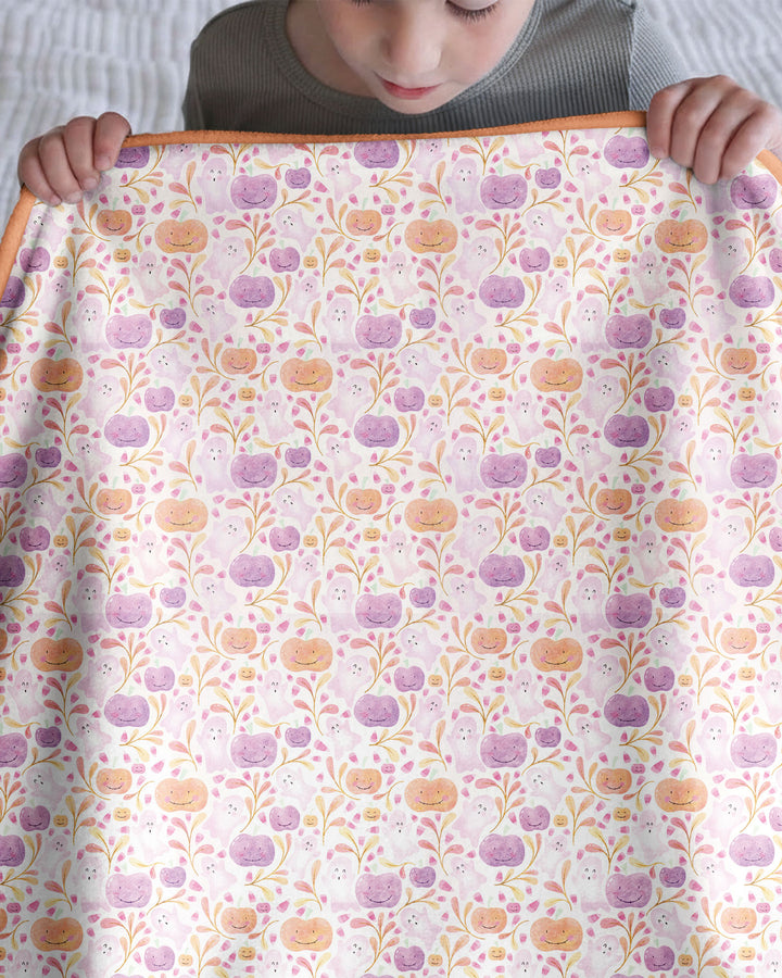 Pastel Pumpkins and Ghosts Bamboo Blanket