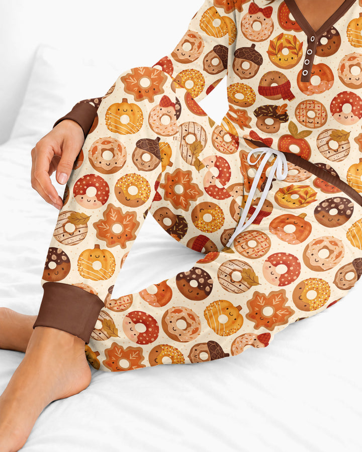 Cute Autumn Donut Bamboo Women Pajama Set