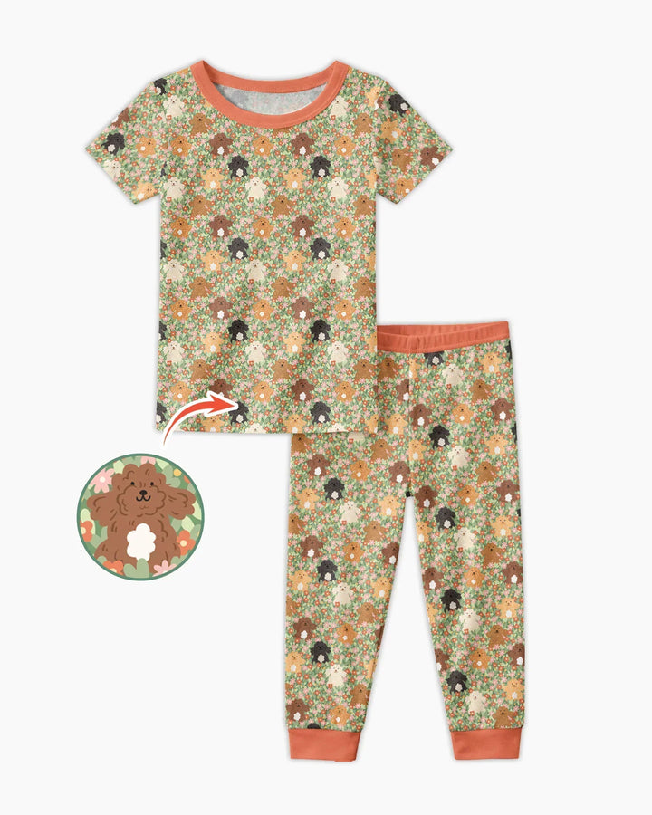 Puppy Garden Family Matching Bamboo Two Piece Short Sleeve Pajama Set