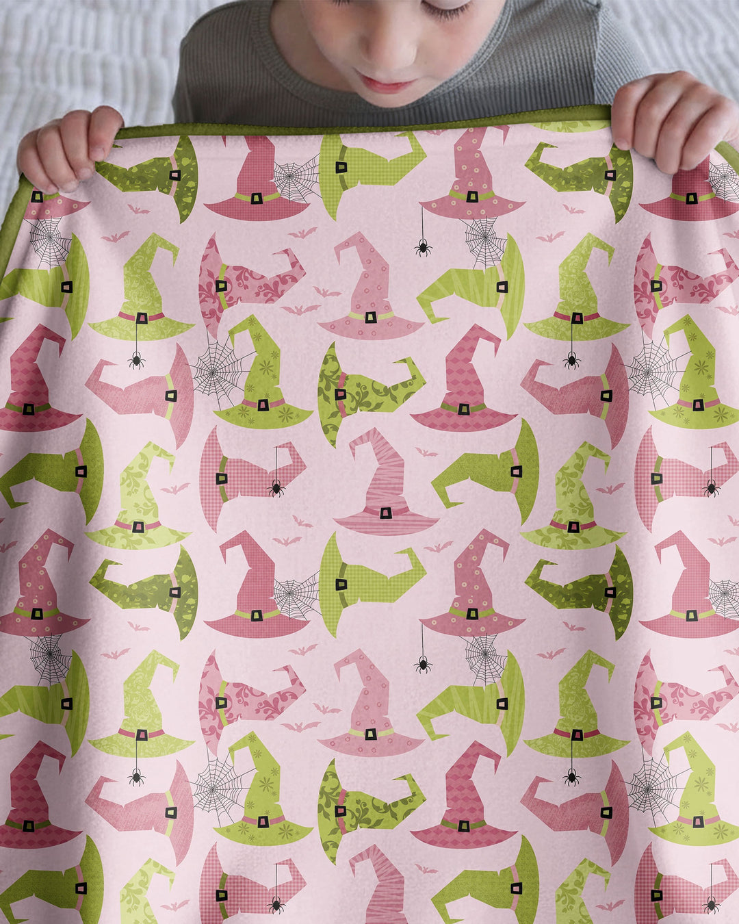 Pink Witch Hat Halloween Bamboo Blanket