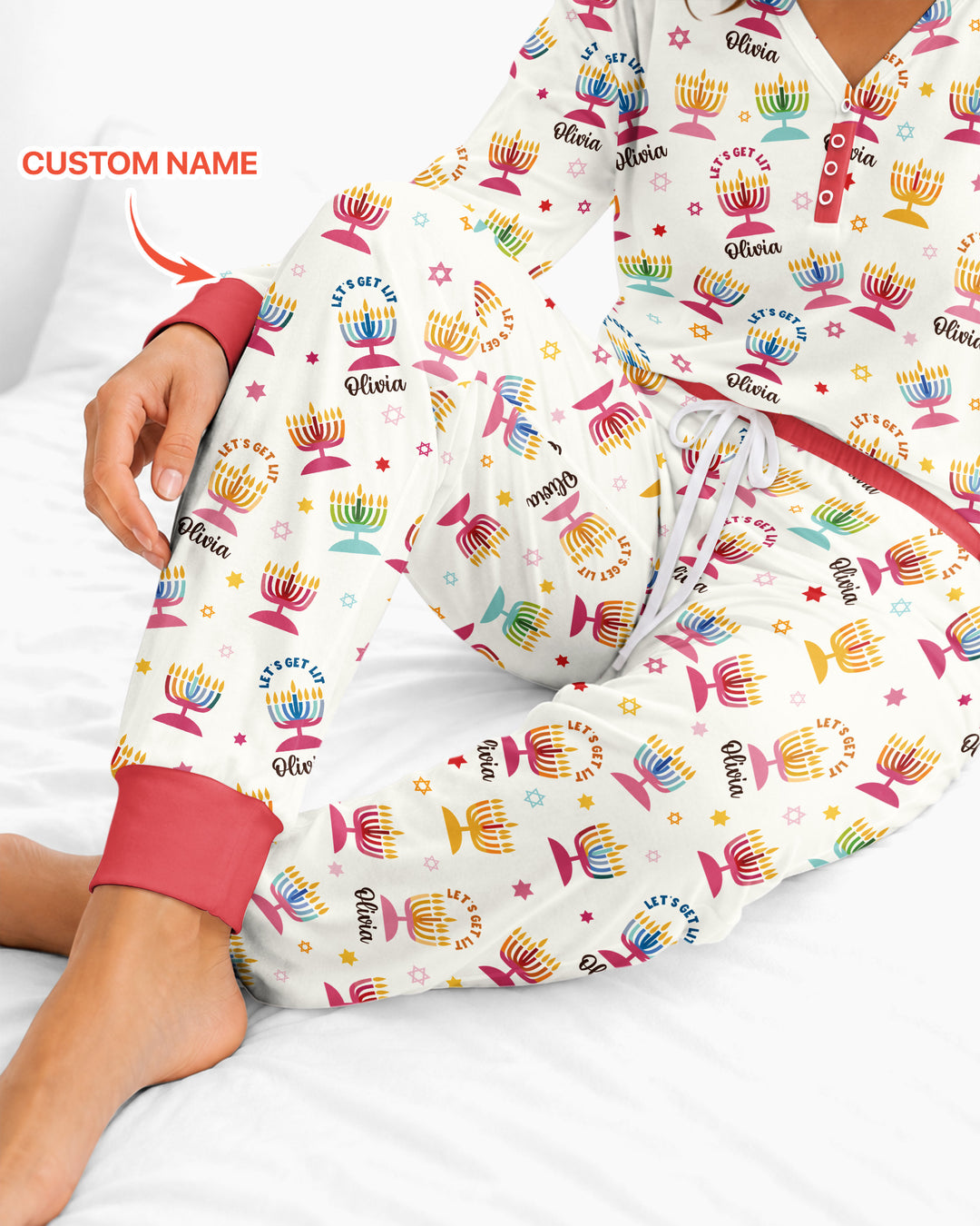 Let's Get Lit Hanukkah Bamboo Women Pajama Set