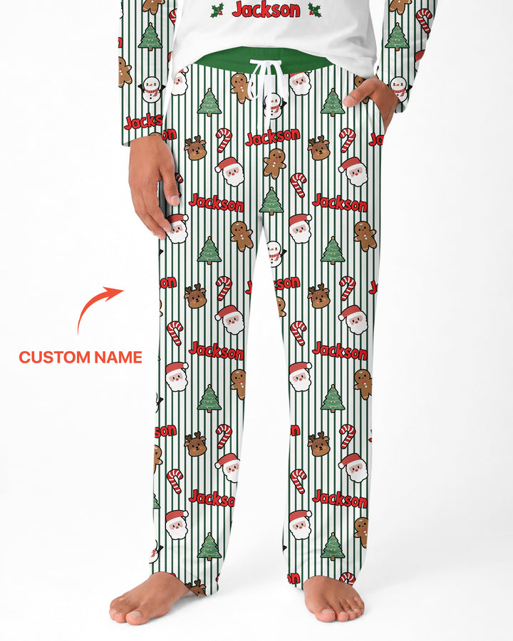 Custom Name Funny Christmas Crossing Bamboo Men's Pajama Set