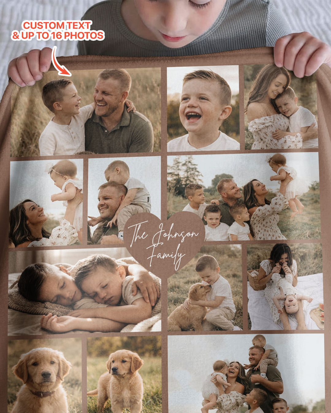Custom Photo Collage Family Bamboo Blanket