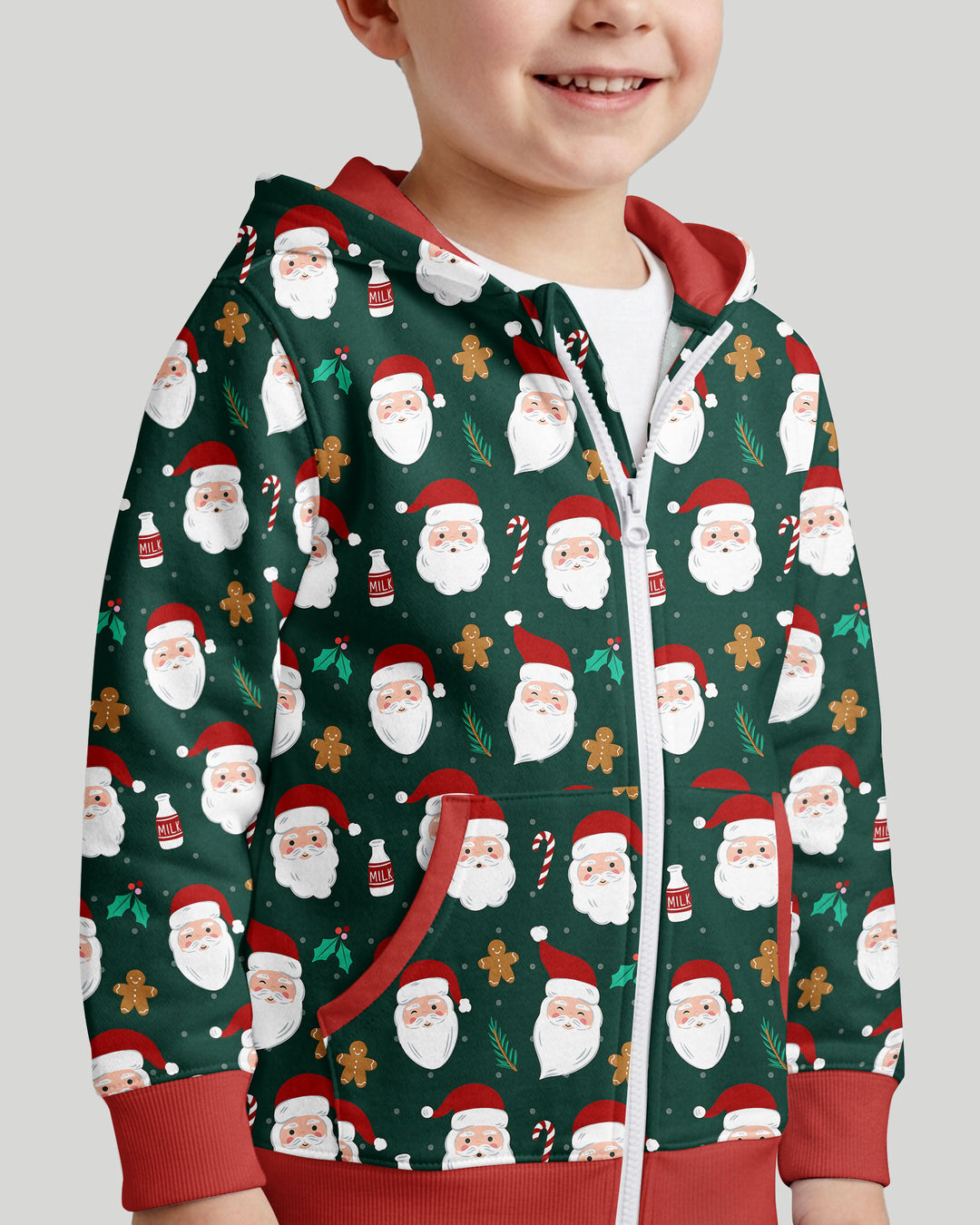Christmas Sweet Santa Bamboo Zip Hoodie