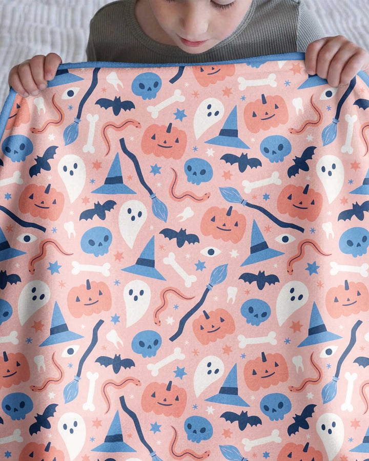 Pastel Pumpkins Skulls And Witch Craft Bamboo Blanket