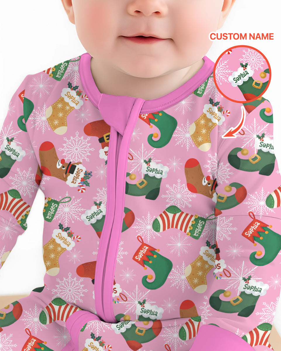 Personalize Christmas Crew Family Matching  Bamboo Convertible Zippy