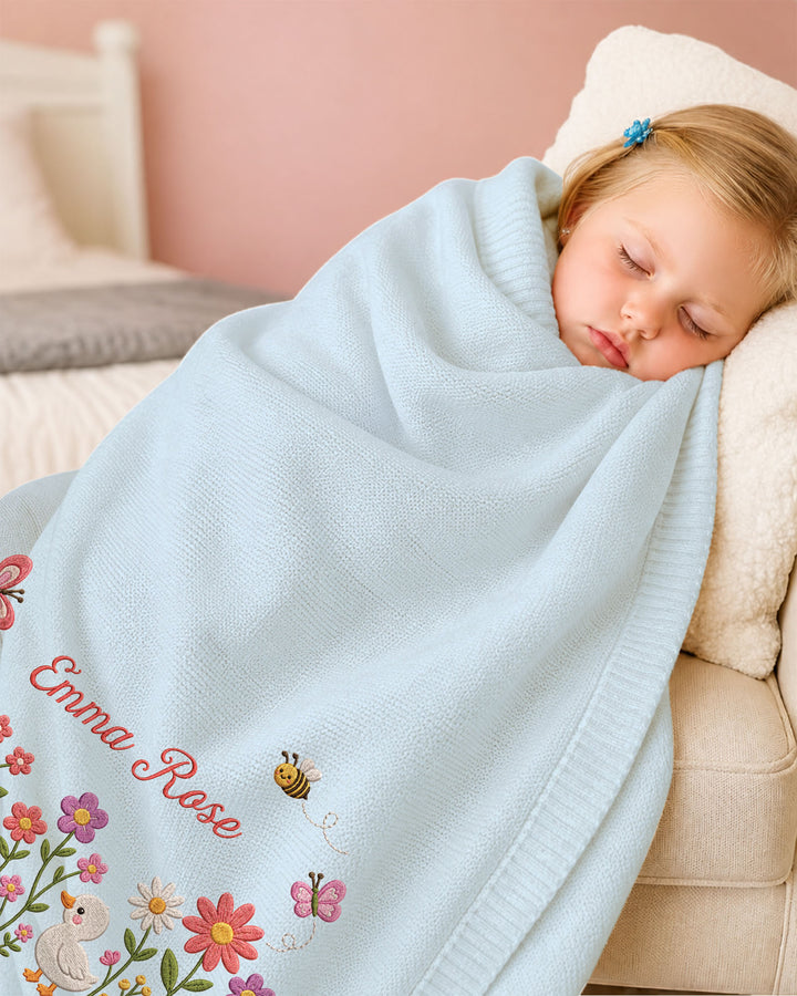 Lovely Floral Embroidered Baby Cotton Blanket