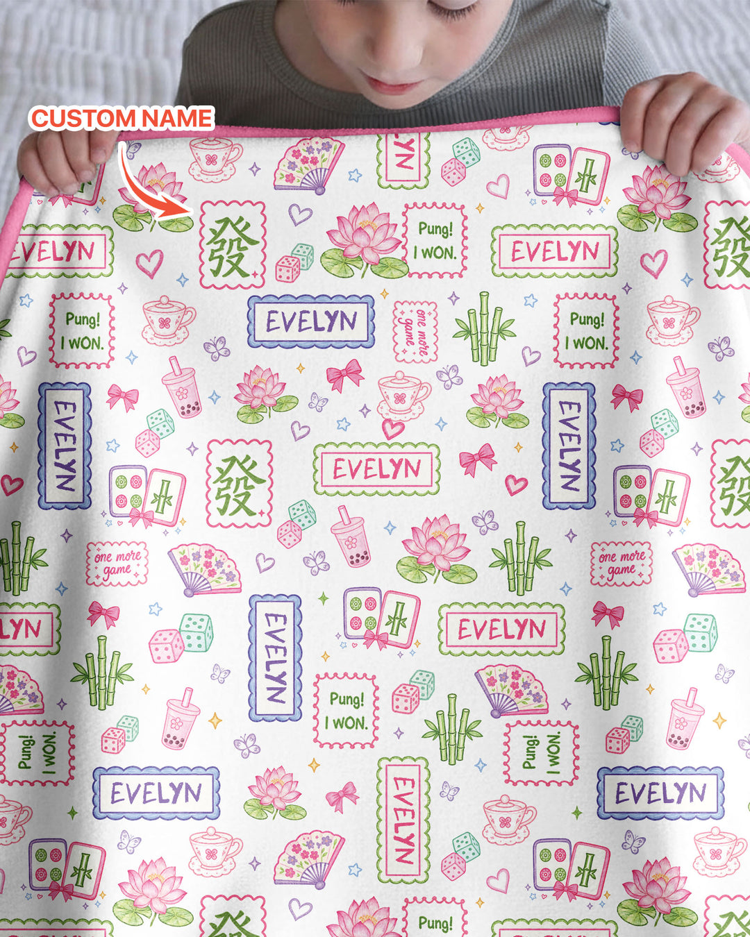 Personalized Preppy Mahjong  Bamboo Blanket