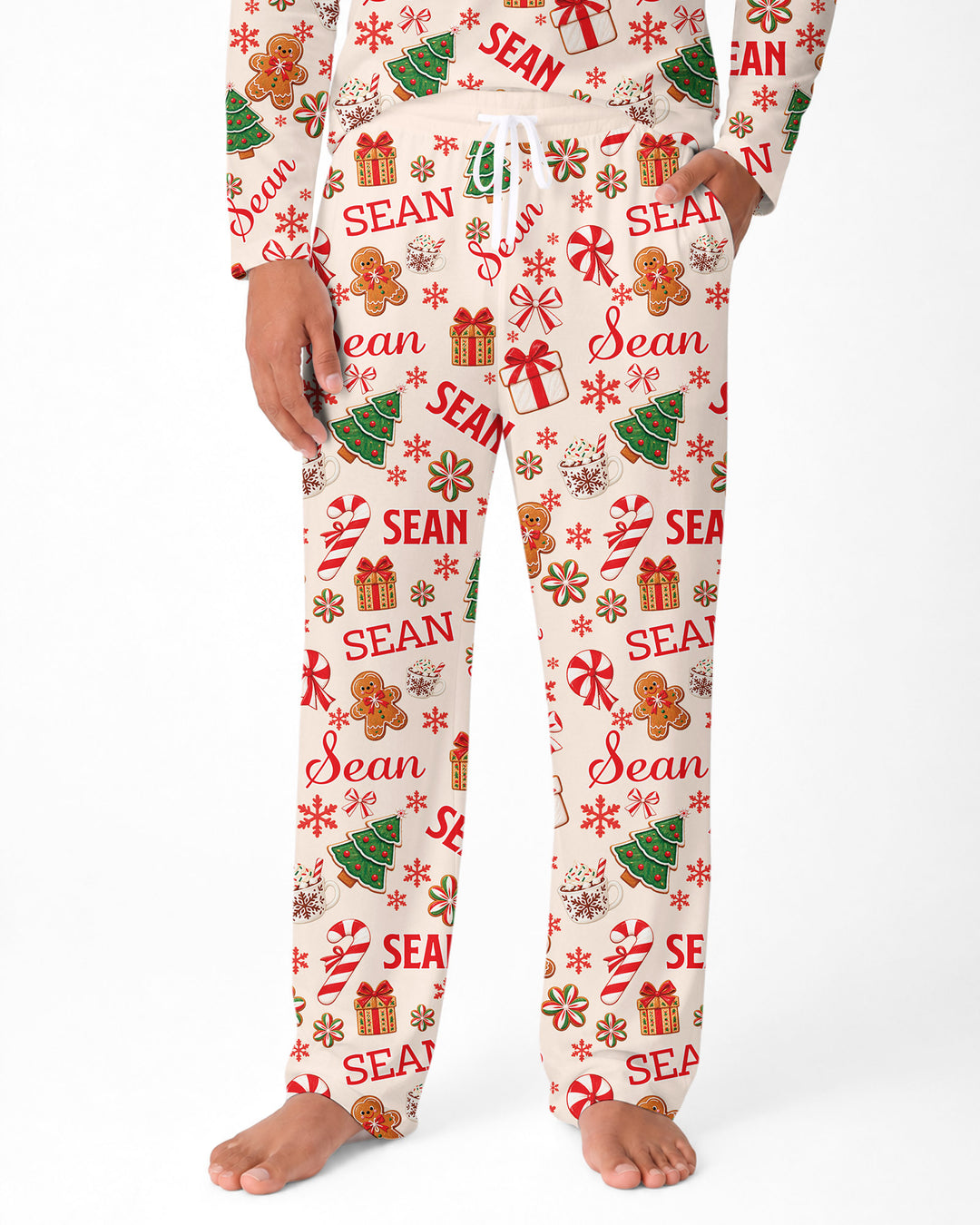 Merry Christmas Custom Name Bamboo Men's Pajama Set