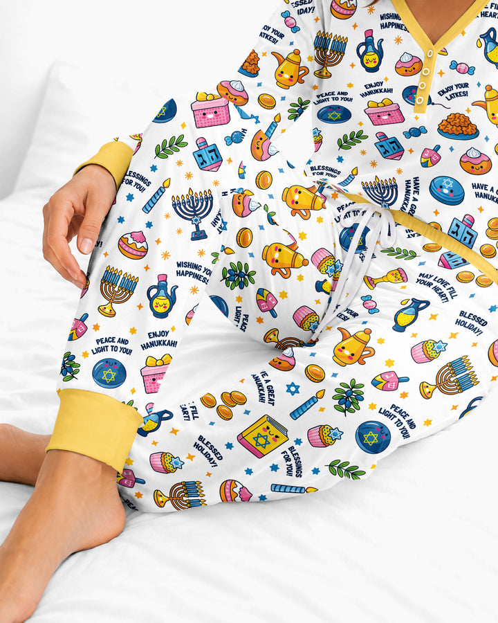 Kawaii Menorah Holiday Bamboo Women Pajama Set