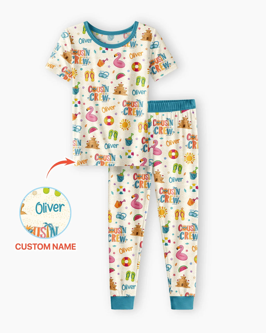 Zweiteiliges, kurzärmliges Pyjama-Set mit Marienkäfern