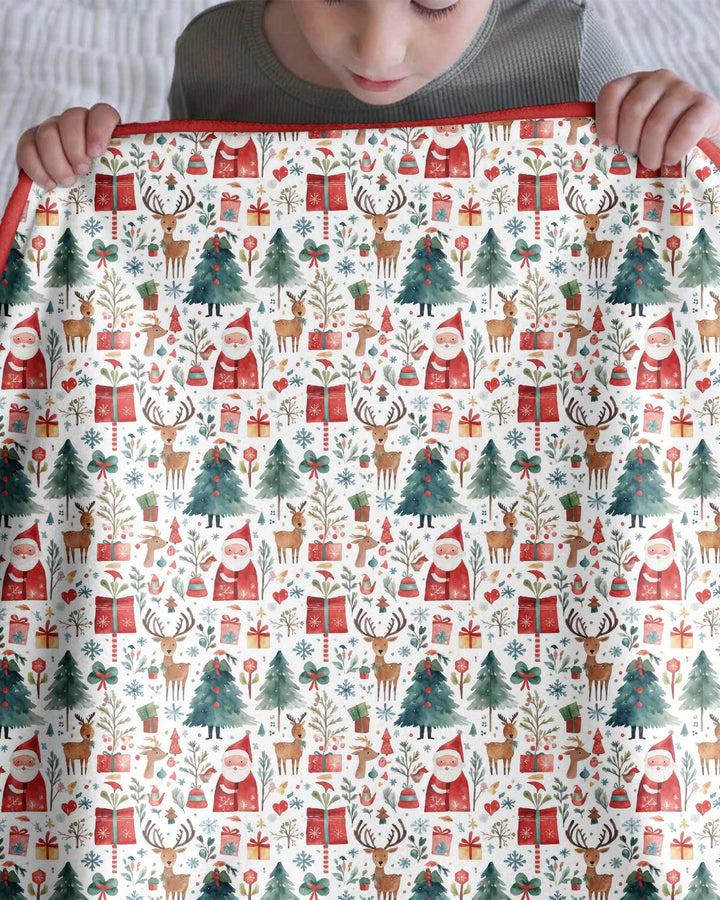 Christmas Tree Santa Bamboo Blanket