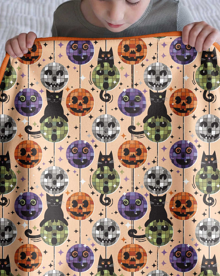 Groovy Halloween Disco Cat Bamboo Blanket