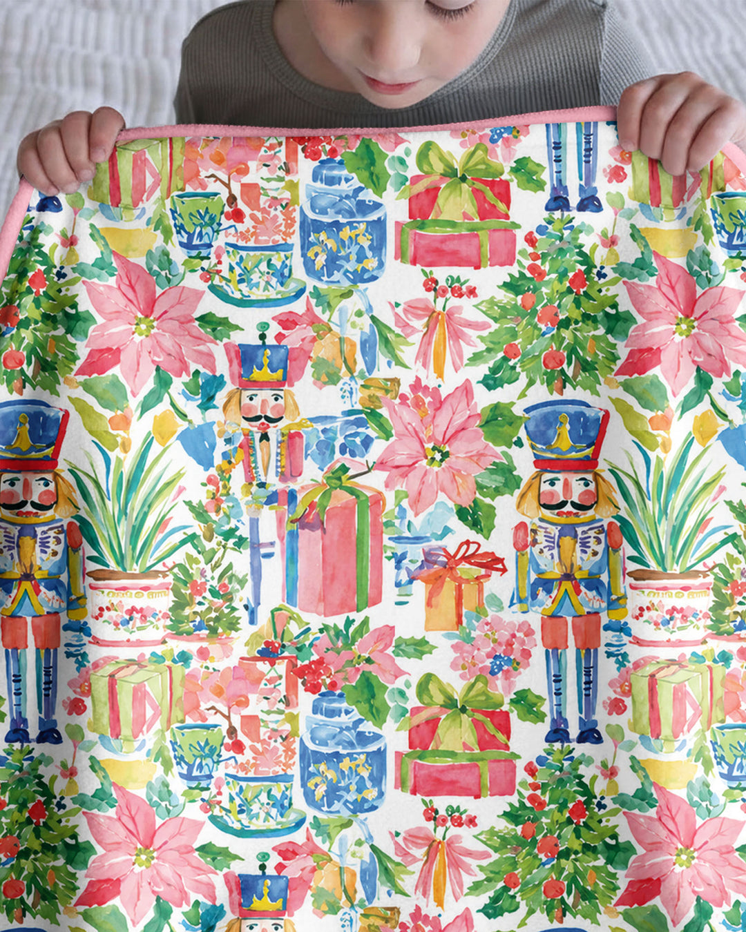 Watercolor Nutcracker Holiday Bamboo Blanket