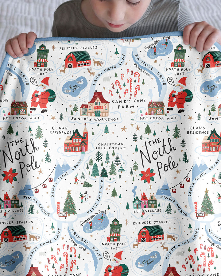 The North Pole Map Bamboo Blanket