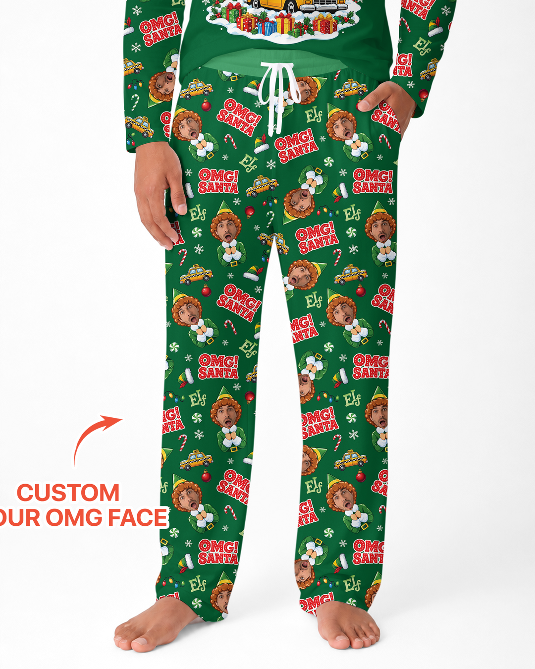 Custom Image OMG Santa Bamboo Men's Pajama Set