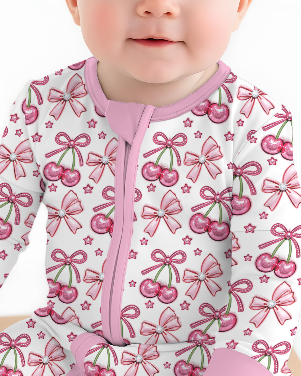 Pink Glitter Cherry Bows Bamboo Convertible Zippy