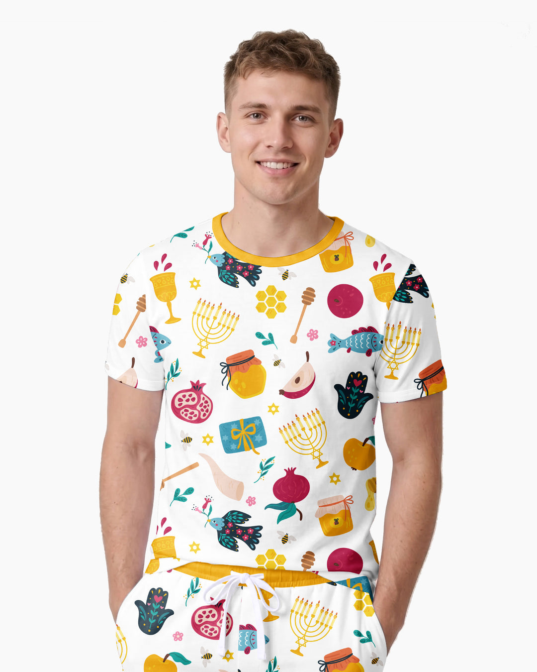 Shanah Tovah Party Men Short Sleeve Short Pajama Set