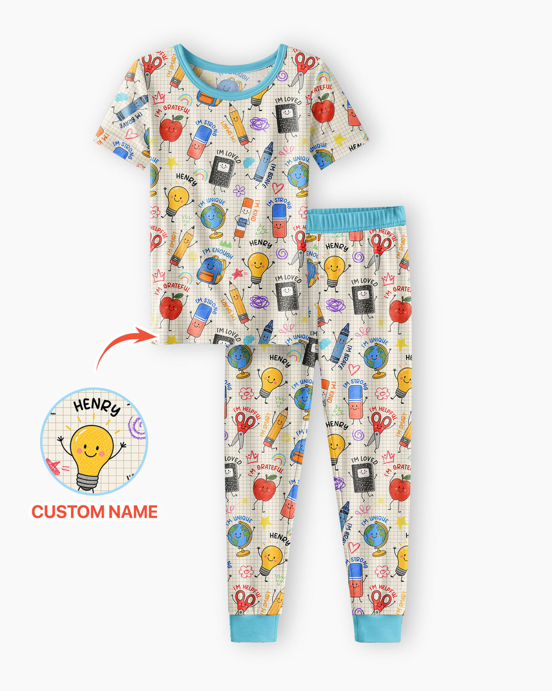 Zweiteiliges, kurzärmliges Pyjama-Set mit Marienkäfern