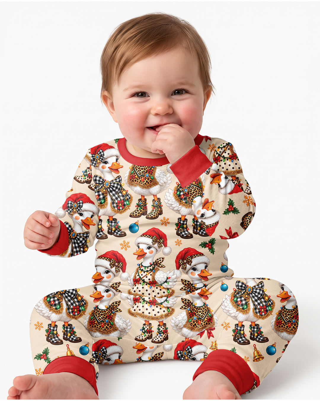Holly Jolly Cowgirl Ducks Bamboo Two Piece Long Sleeve Pajama Set