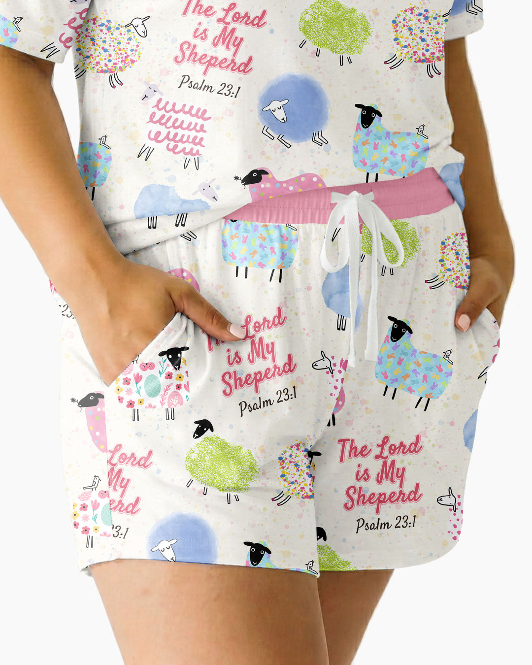 The Lord Is My Shepherd Psalm 23 Bamboo Women Short Sleeve Short Pajama Set