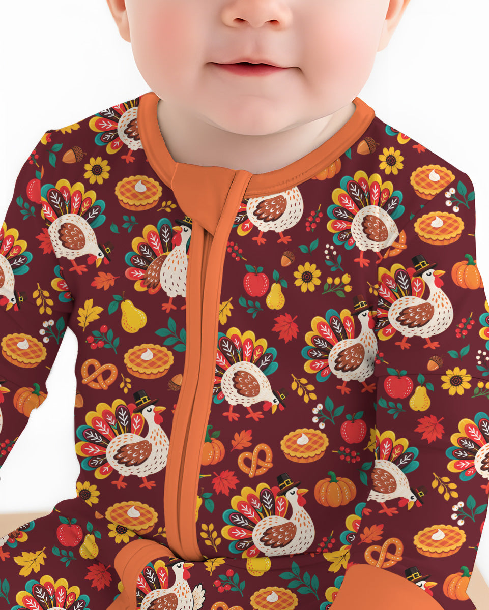 Festive Turkey Fall Harvest Bamboo Convertible Zippy