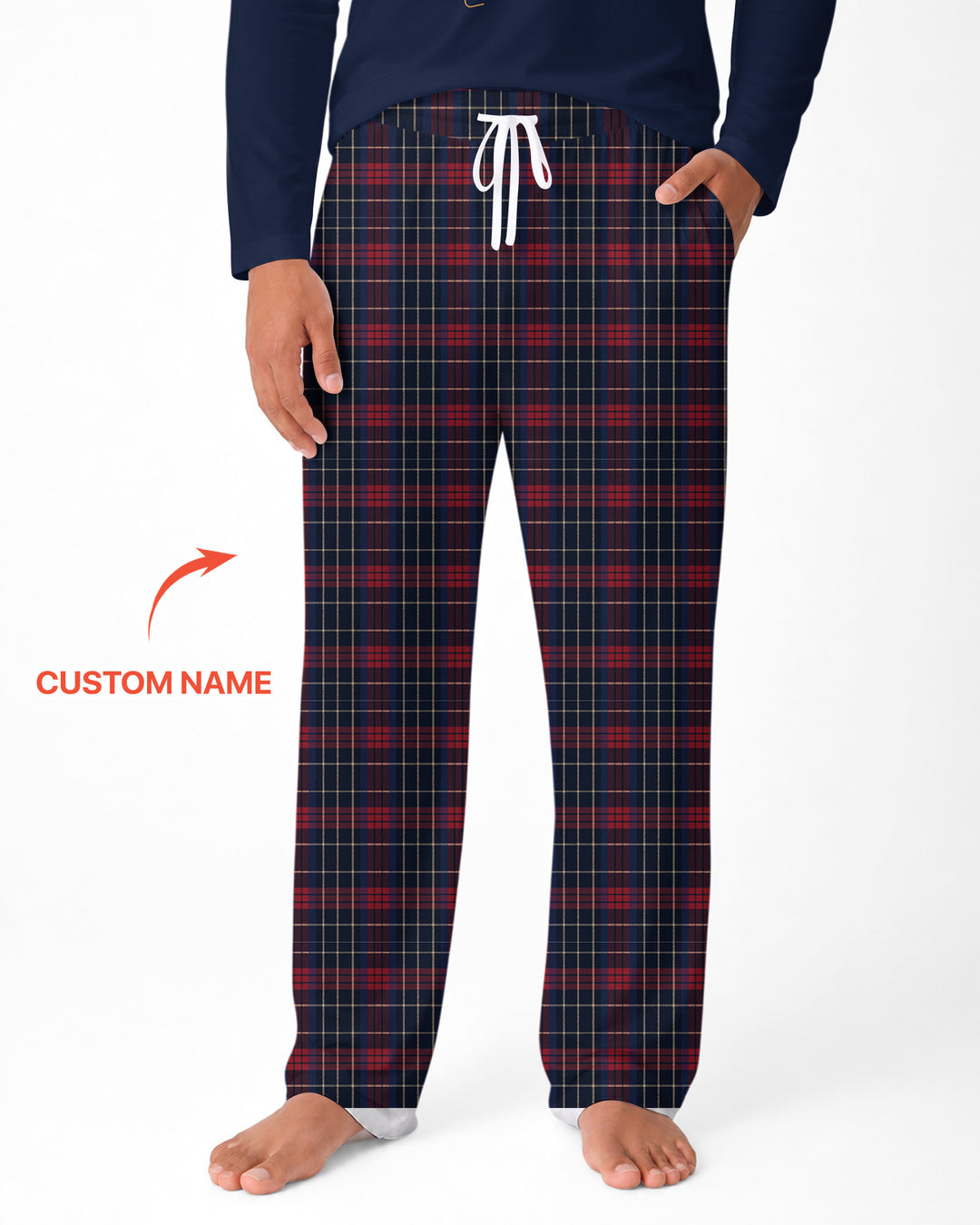 Custom Name North Pole Plaid Bamboo Men's Pajama Set