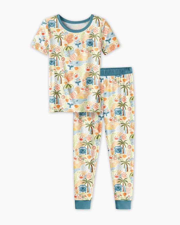 Beachy Boho Bamboo Two Piece Short Sleeve Pajama Set