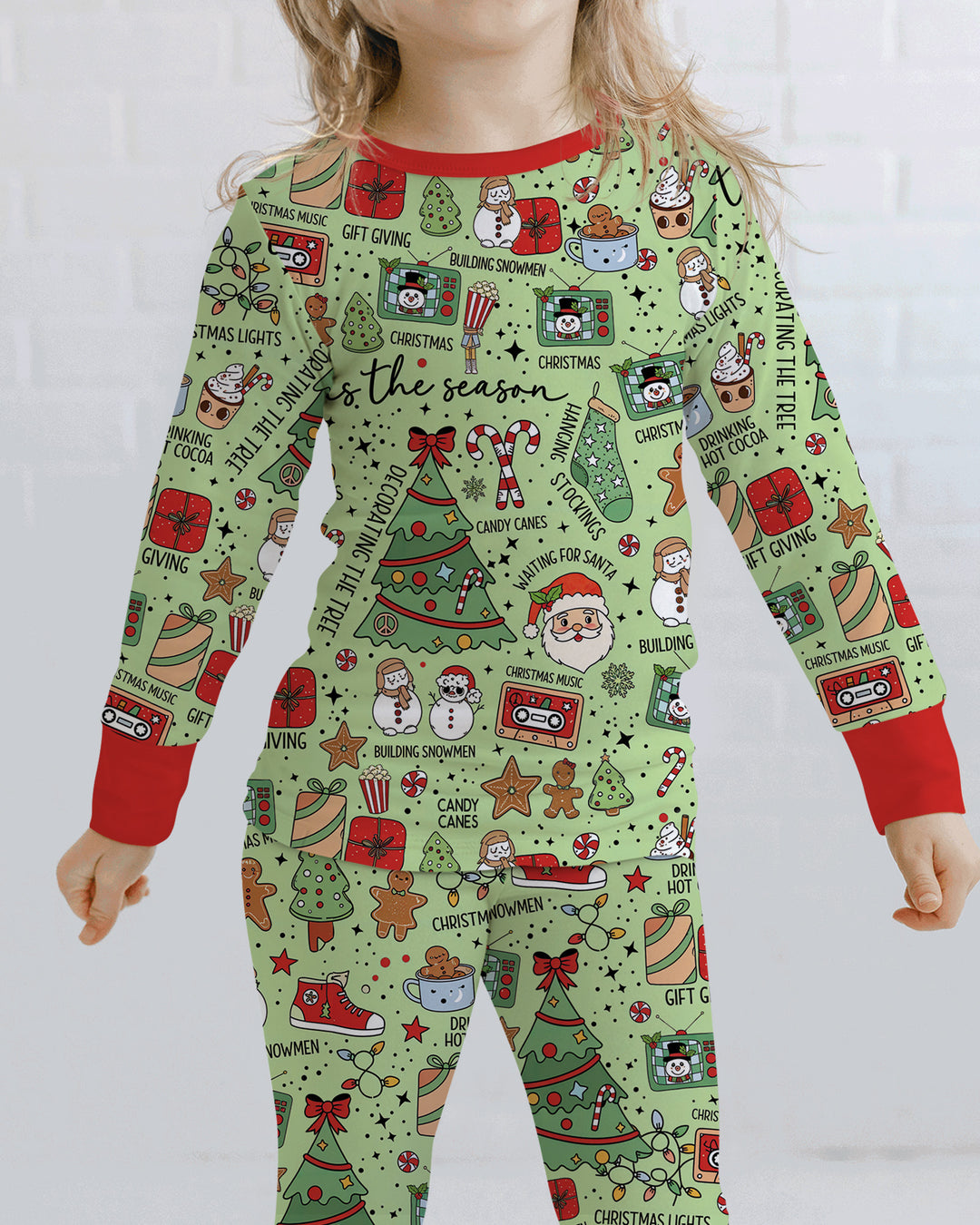 Christmas lights Bamboo Two Piece Long Sleeve Pajama Set
