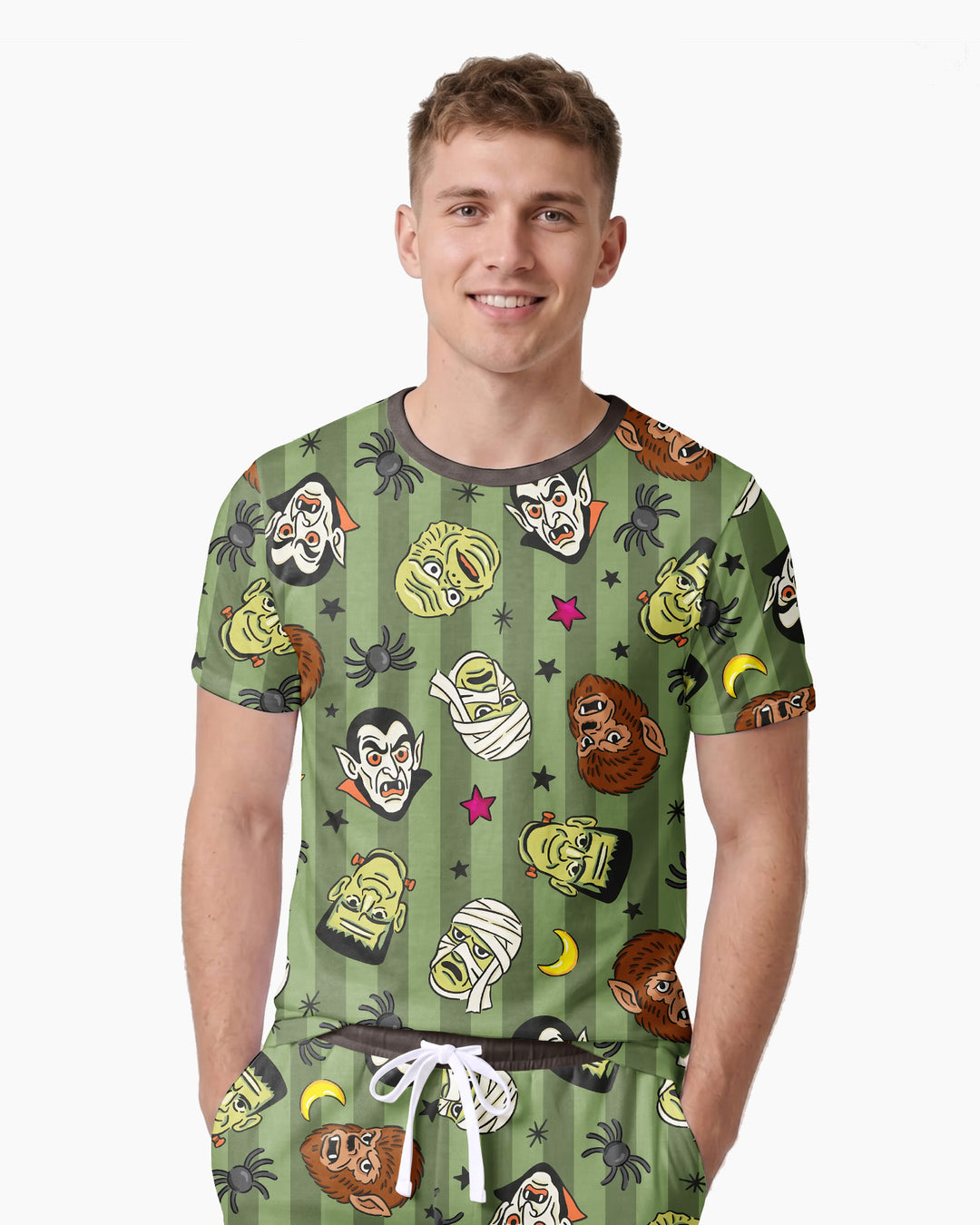 Creepy Crew Family Matching Bamboo Men Short Sleeve Short Pajama Set