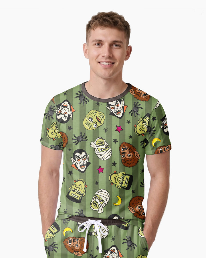 Creepy Crew Family Matching Bamboo Men Short Sleeve Short Pajama Set