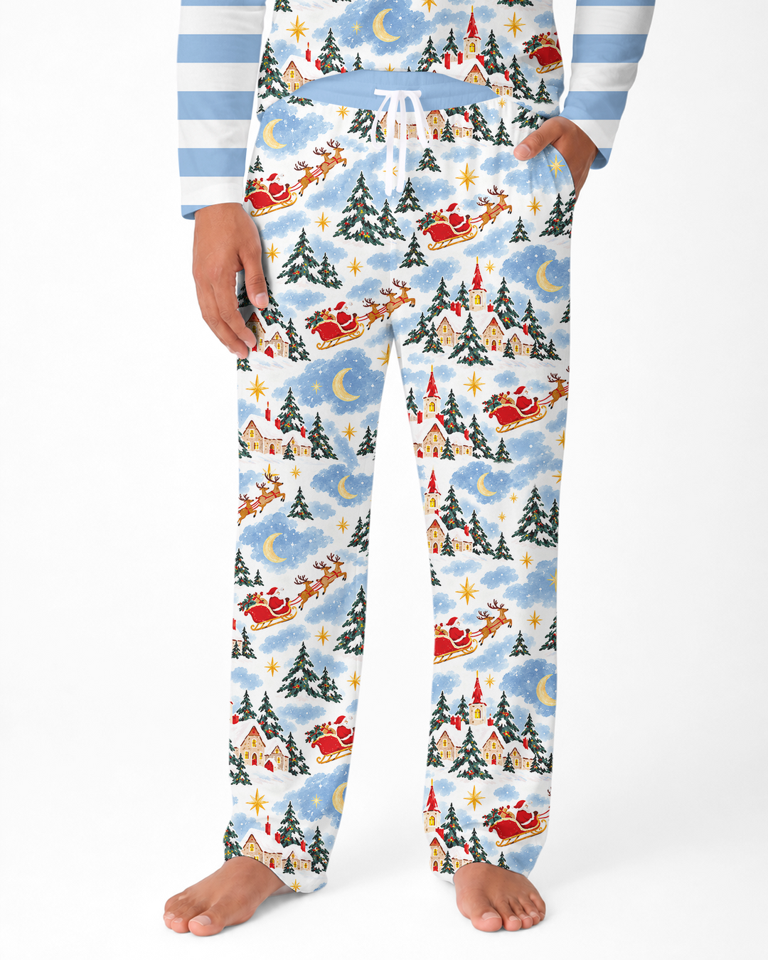 Whimsical Santa's Winter Village Bamboo Men's Pajama Set