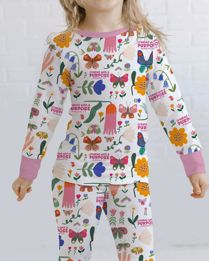 Zweiteiliges Langarm-Pyjama-Set mit Sommerfrüchten