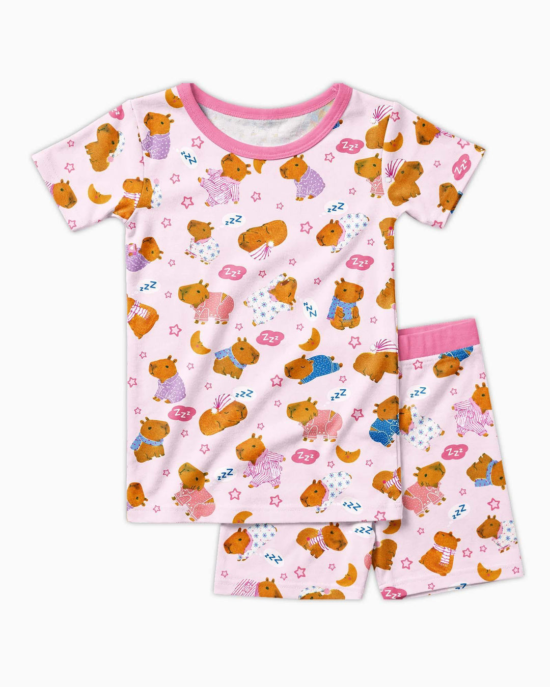 Schlafanzug-Set zweiteilig, kurze Ärmel, kurze Hose, Bambus
