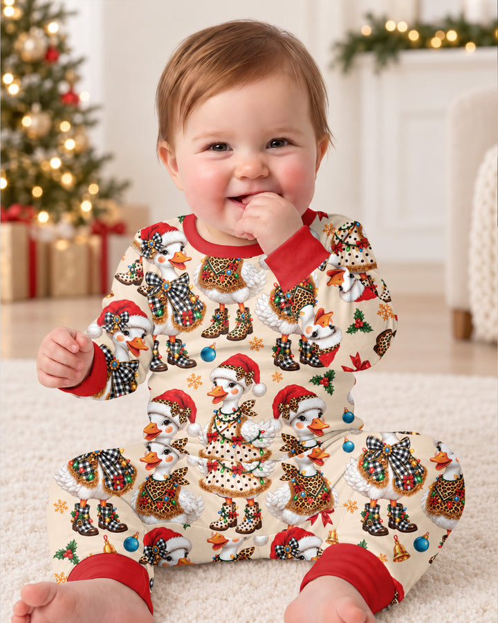 Holly Jolly Cowgirl Ducks Bamboo Two Piece Long Sleeve Pajama Set