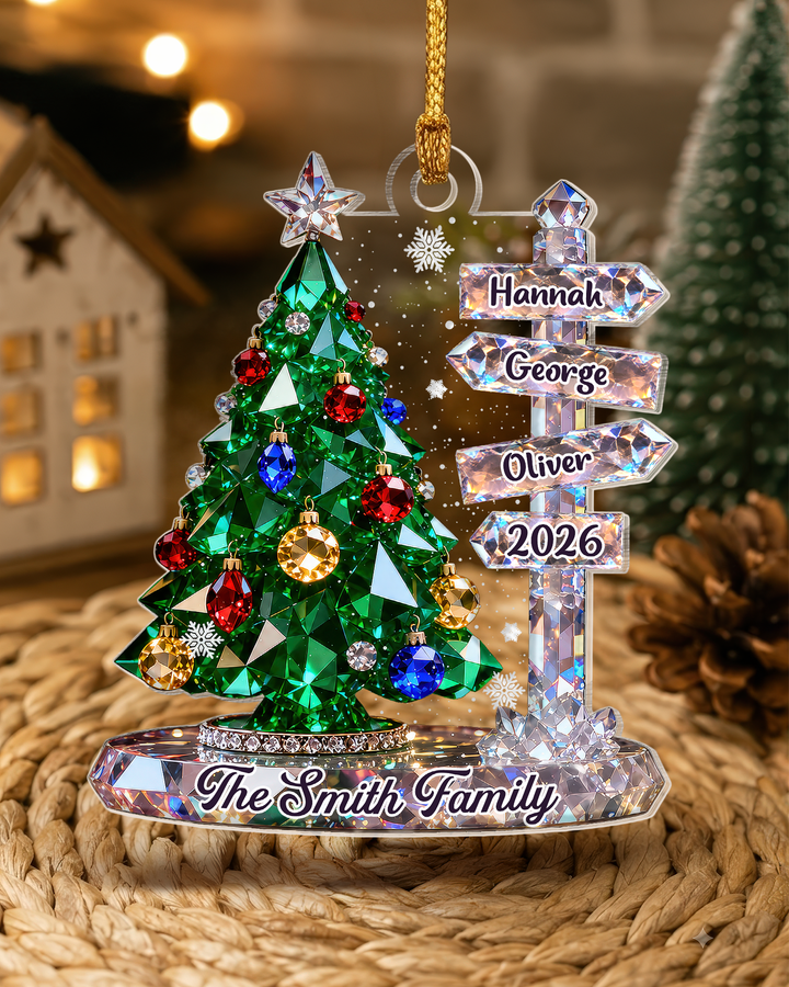 Family Signpost Custom Name 1-Side Acrylic Ornament